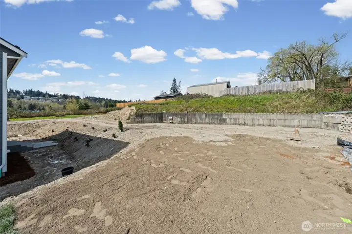 Side yard is being finished with landscaping
