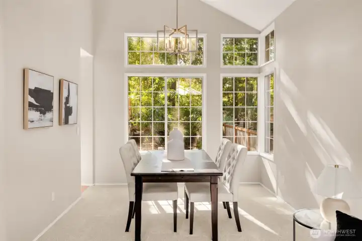 Formal dining room with brand new updated lighting