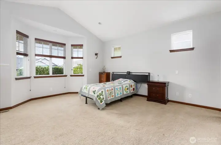 Primary Bedroom area in the Primary Ensuite, which is located on the main level, with spacious room for a King-size bed.