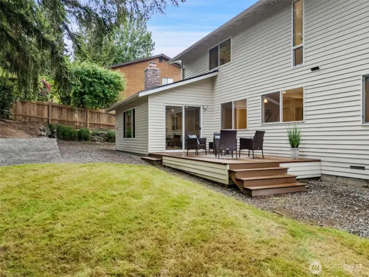 Back yard lawn and deck