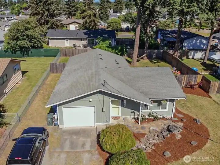 Full Ariel View of Property - Large Well Cared for Yard, Garage, RV Parking