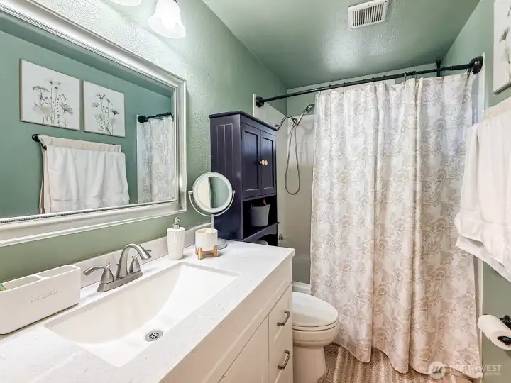 Full Bathroom, newly painted and new toilet.