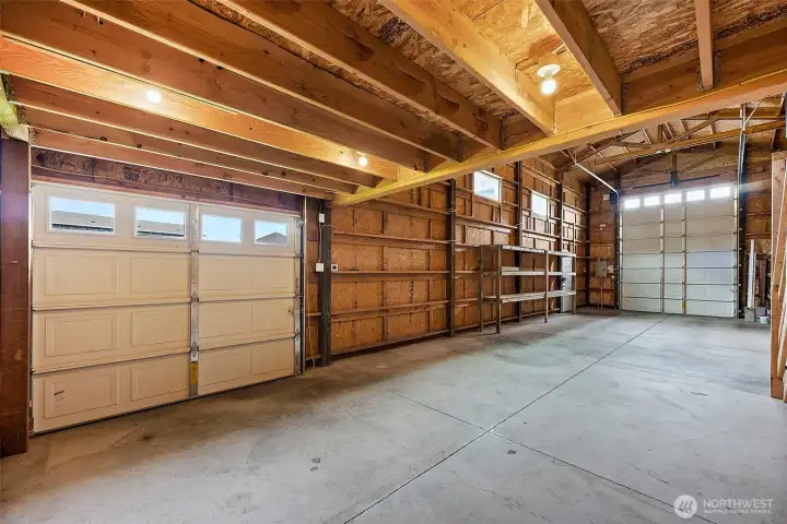 Interior of the 50 X 18 RV Bay of the Shop, 220 Power, Insulated Garage Doors, Propane Heat w/ Nest T-Stat for Remote Control!