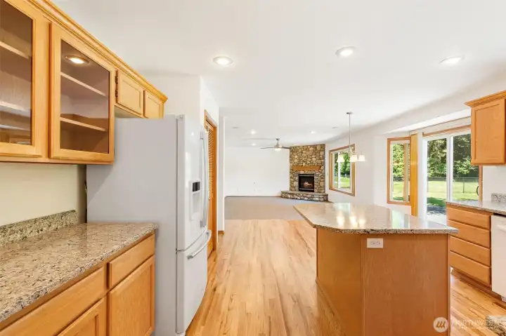 Modern kitchen layout with matching appliances and a convenient island. Modern kitchen layout with matching appliances and a convenient island.