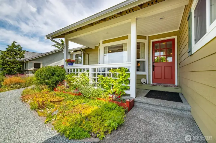 Covered front porch. Only one step to the front door.
