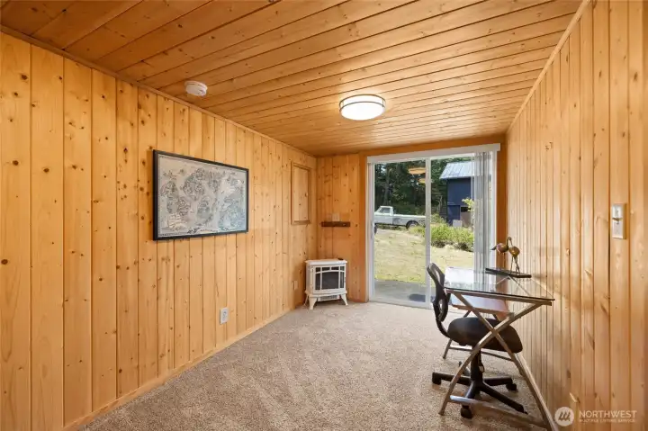 Room next to laundry is currently used as an office but could be used for guests.