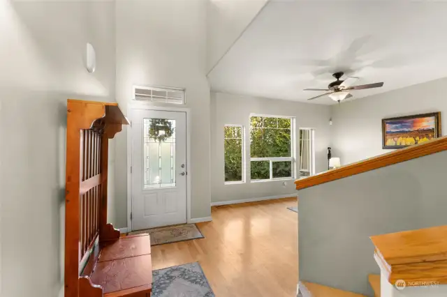 Large open entry on the front of the house.