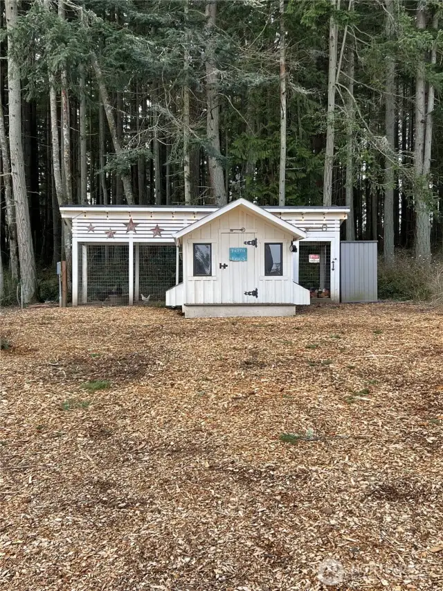 Boujee Chicken Coop! You can expect some designer eggs from those chickens!