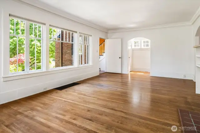 Looking back toward the entry. Alcove in center right of the picture has two big closets.
