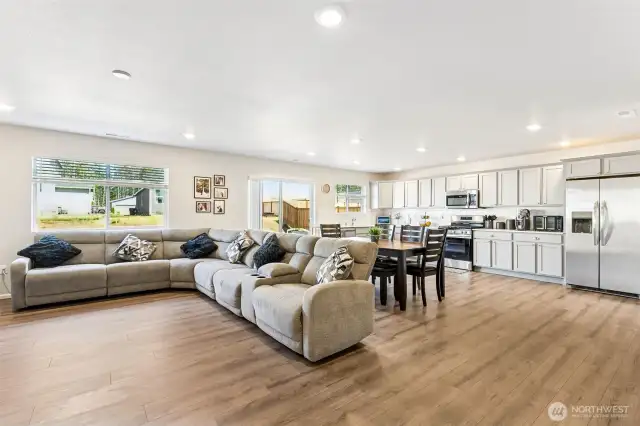 Great Room / Kitchen with Dining Space