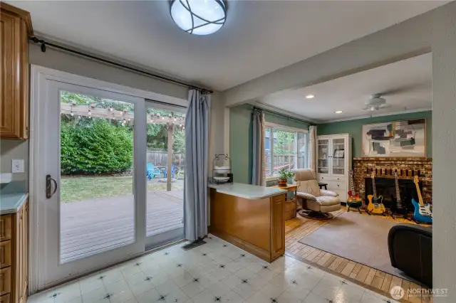 The family room with access to the private backyard