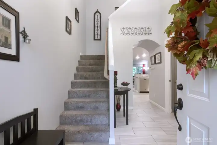 From the front door looking at the hallway and stairs