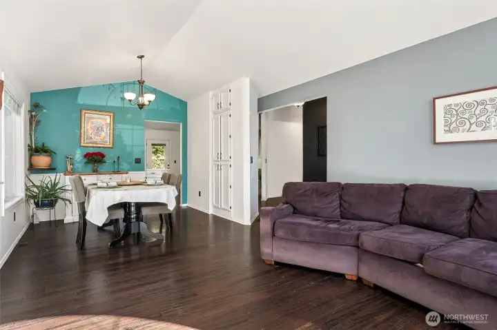 Another view of the dining room and living room