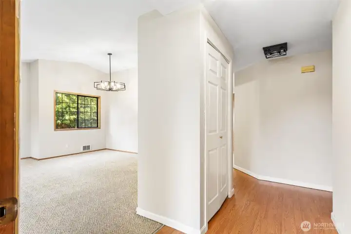 View of the hallway & living room