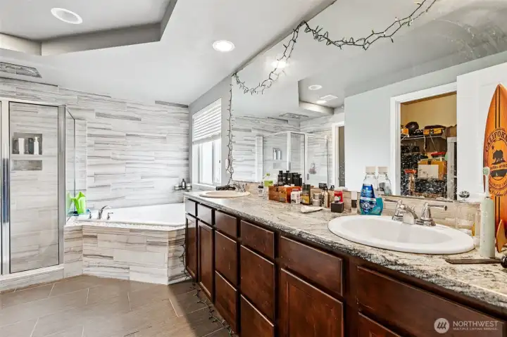 Cool Tile in Primary bath.