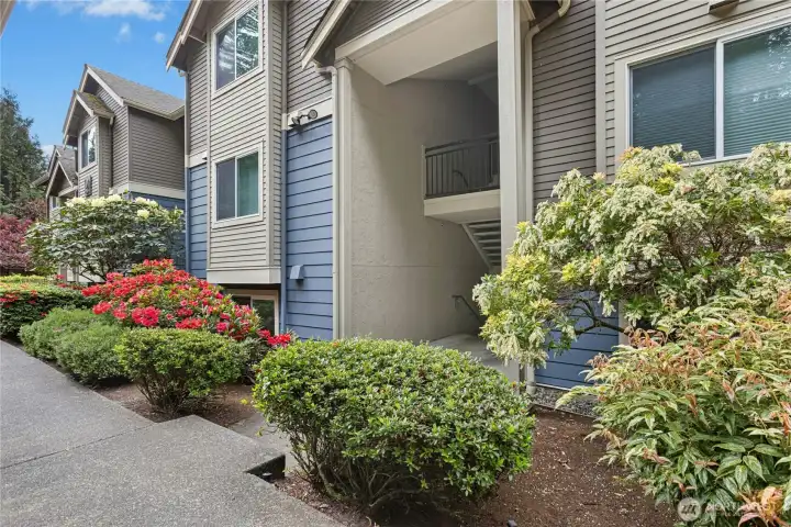 This is the entrance to garden-level condo, D103.
