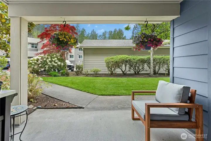 This is the view from the covered patio....inviting you to relax.