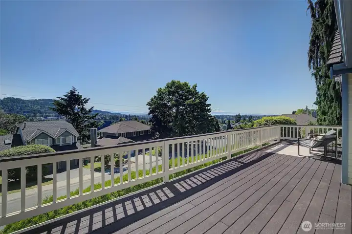 Large deck with mountain and territorial views.