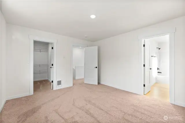 Spacious primary bedroom with a walk in closet!