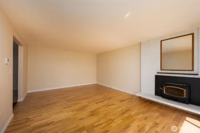 Living room with fireplace insert