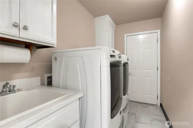 Utility room comes with a sink and cabinets! Washer and dryer stay!