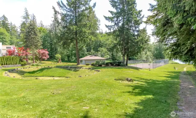 Open space with cabana off in the distance