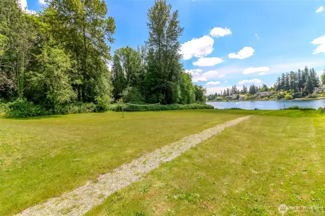 The trail opens to a large, flat, are perfect for relaxing, playing or entertaining