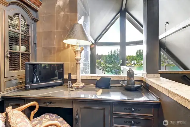 Built-in desk upstairs overlooking the Lake