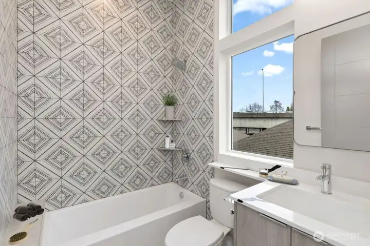 4th floor full bath. Virtually staged-pic is of similar unit