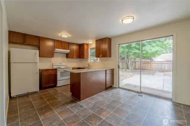 Kitchen nook with countertop seating.