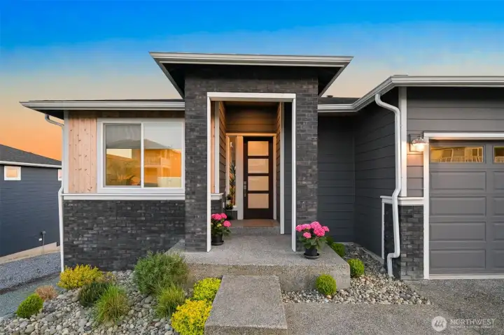 Striking front entry showcasing modern architecture.