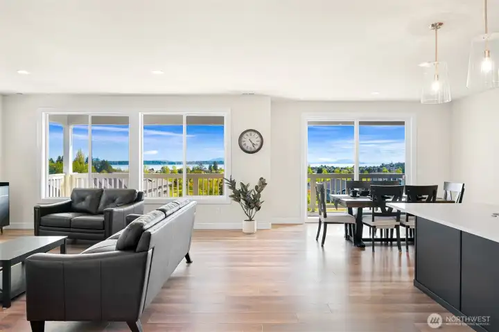 Open concept great room with abundant natural light and beautiful outlooks from every angle.