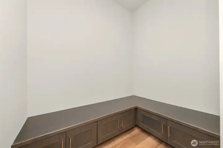 Additional storage in laundry room.
