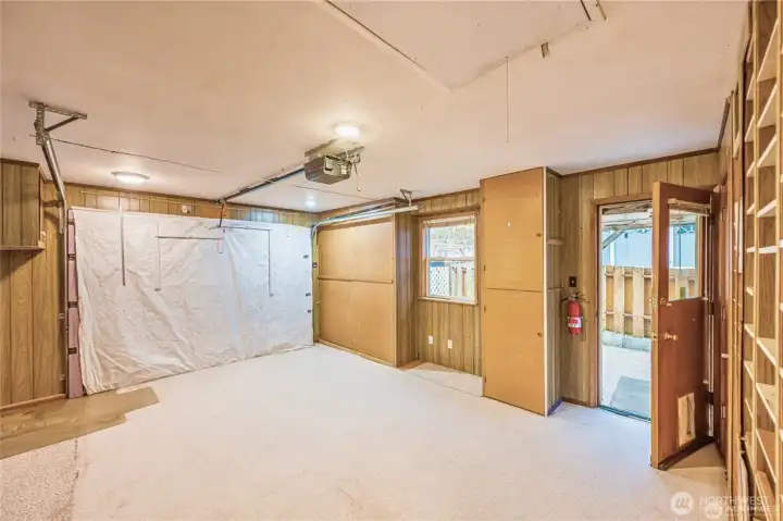 This is the garage that has been converted into extra living space. Lots of storage and shelving.