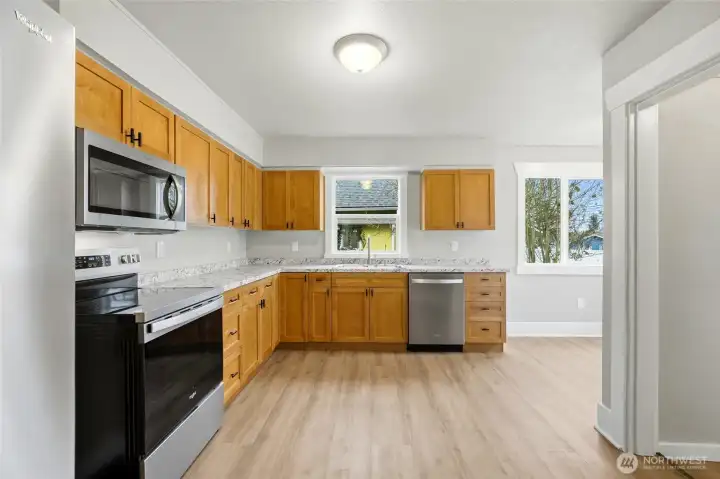 Open, Bright refreshed kitchen...