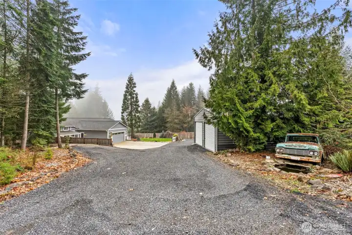 Pickup is one of the yard features-water cascades out of the  grill