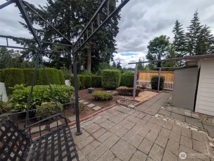 Large patio, low-maintenance landscaping
