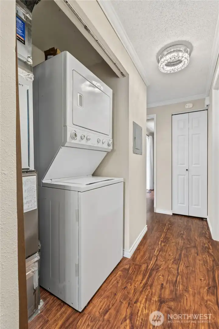 In-unit laundry adds convenience and efficiency to daily living.