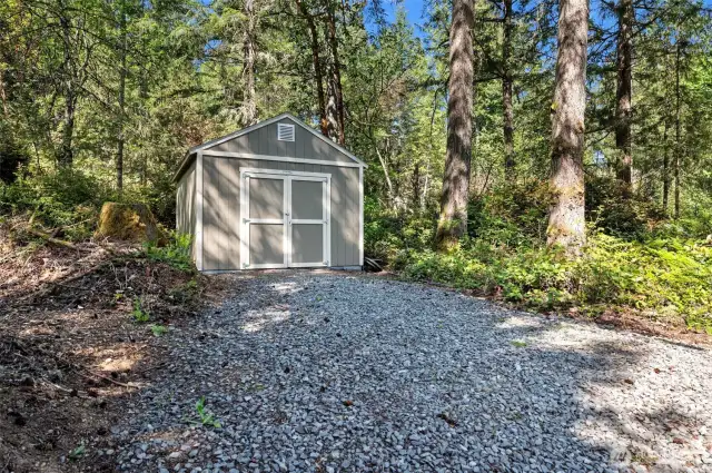 Shed houses the home generator which runs the well system abd the refrigerator