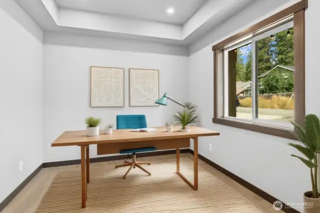 Dedicated office main level virtually staged.