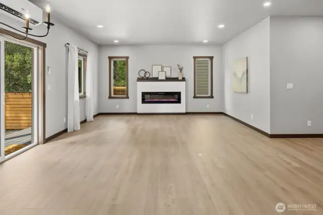 Open living space from kitchen
