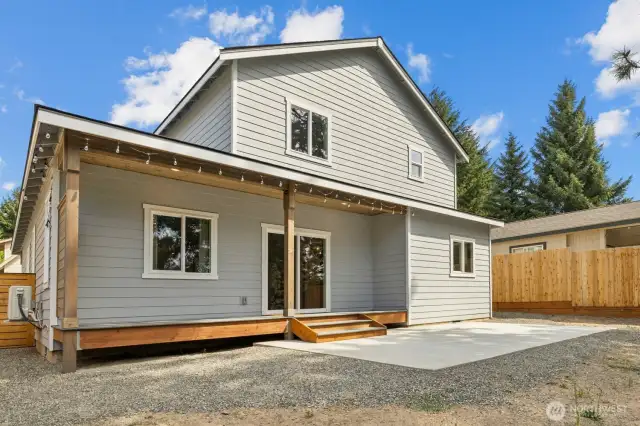 Back porch ready for your own touches.
