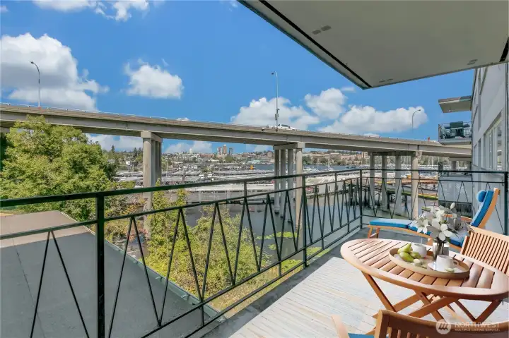 Large patio overlooking the lake, offering a peaceful space to unwind