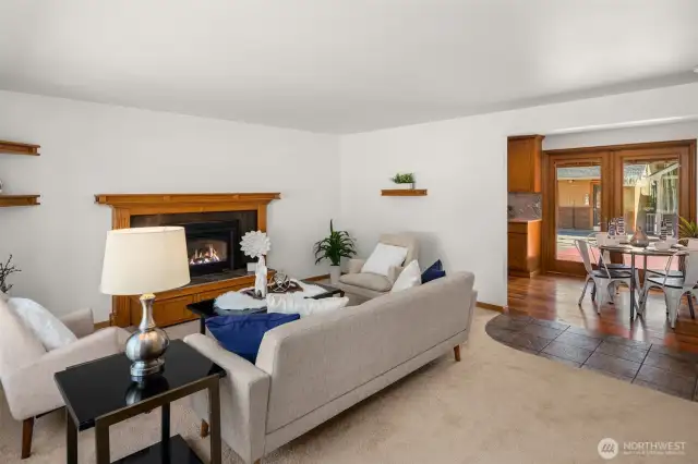 Kitchen off living room.