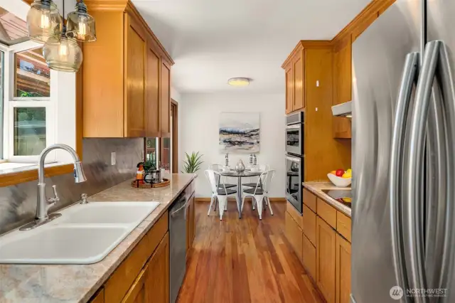 Eating space located in kitchen.