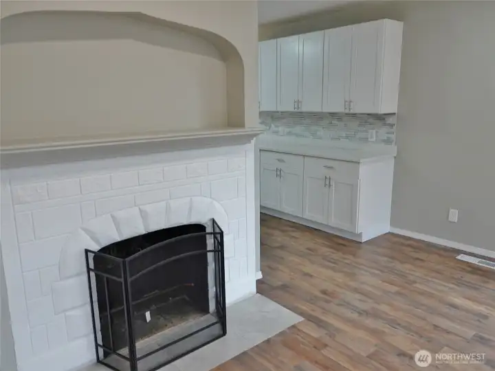 Fireplace.