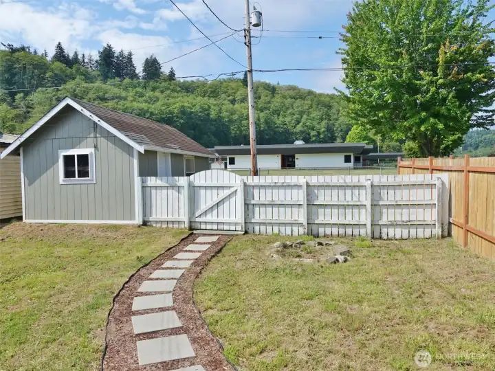 Mostly Fenced Backyard.