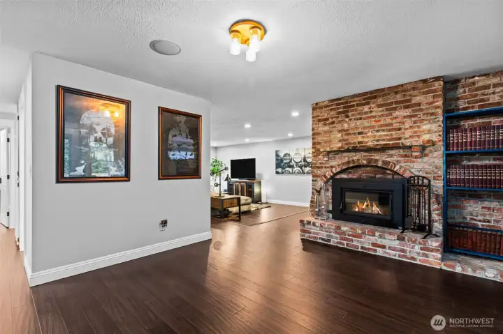 Beautiful brick, EPA-rated insert provides cozy, smokeless warmth.