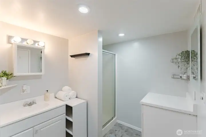Three quarter bathroom.