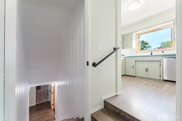 Leading downstairs to your partially finished basement.